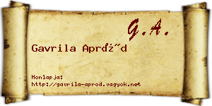 Gavrila Apród névjegykártya
